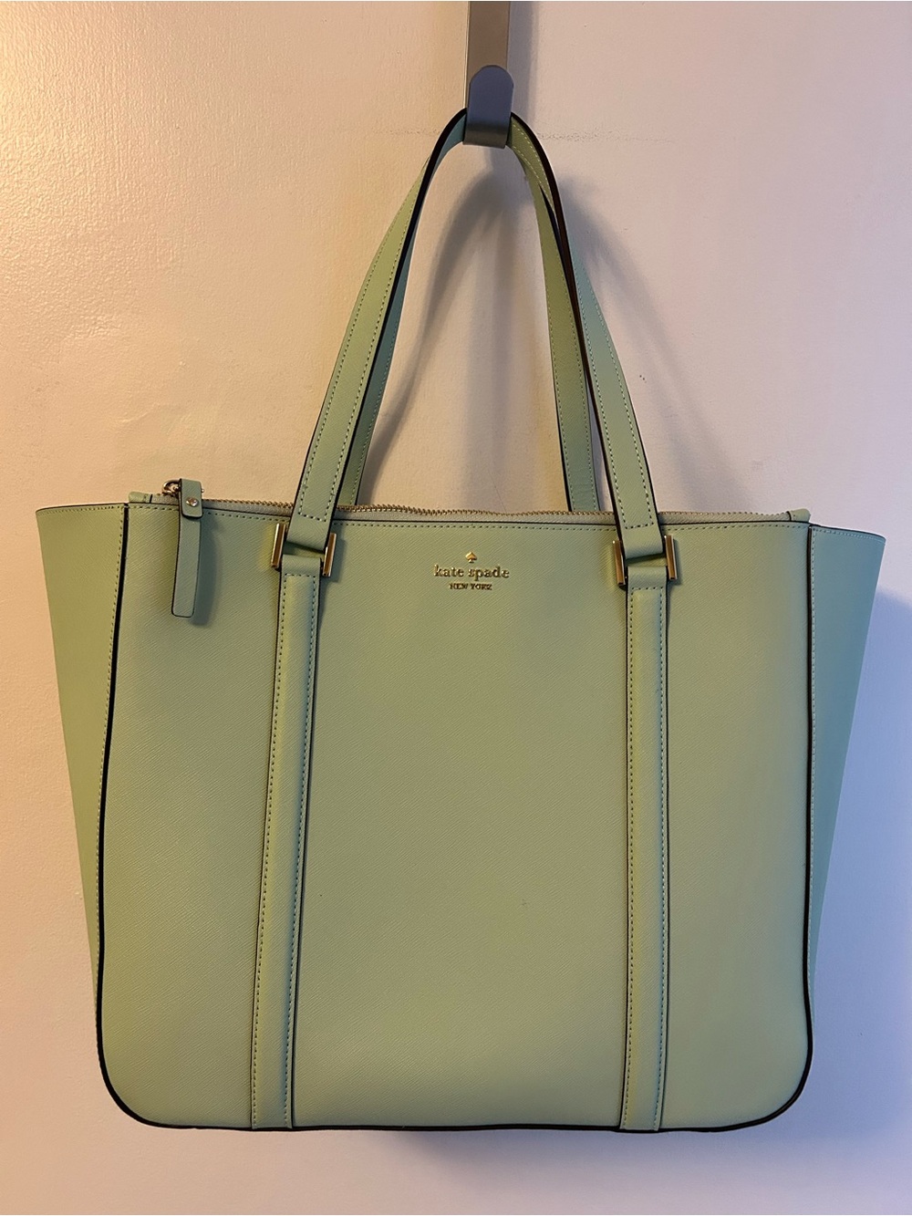 kate spade Mint Green Saffiano Leather Large Tote